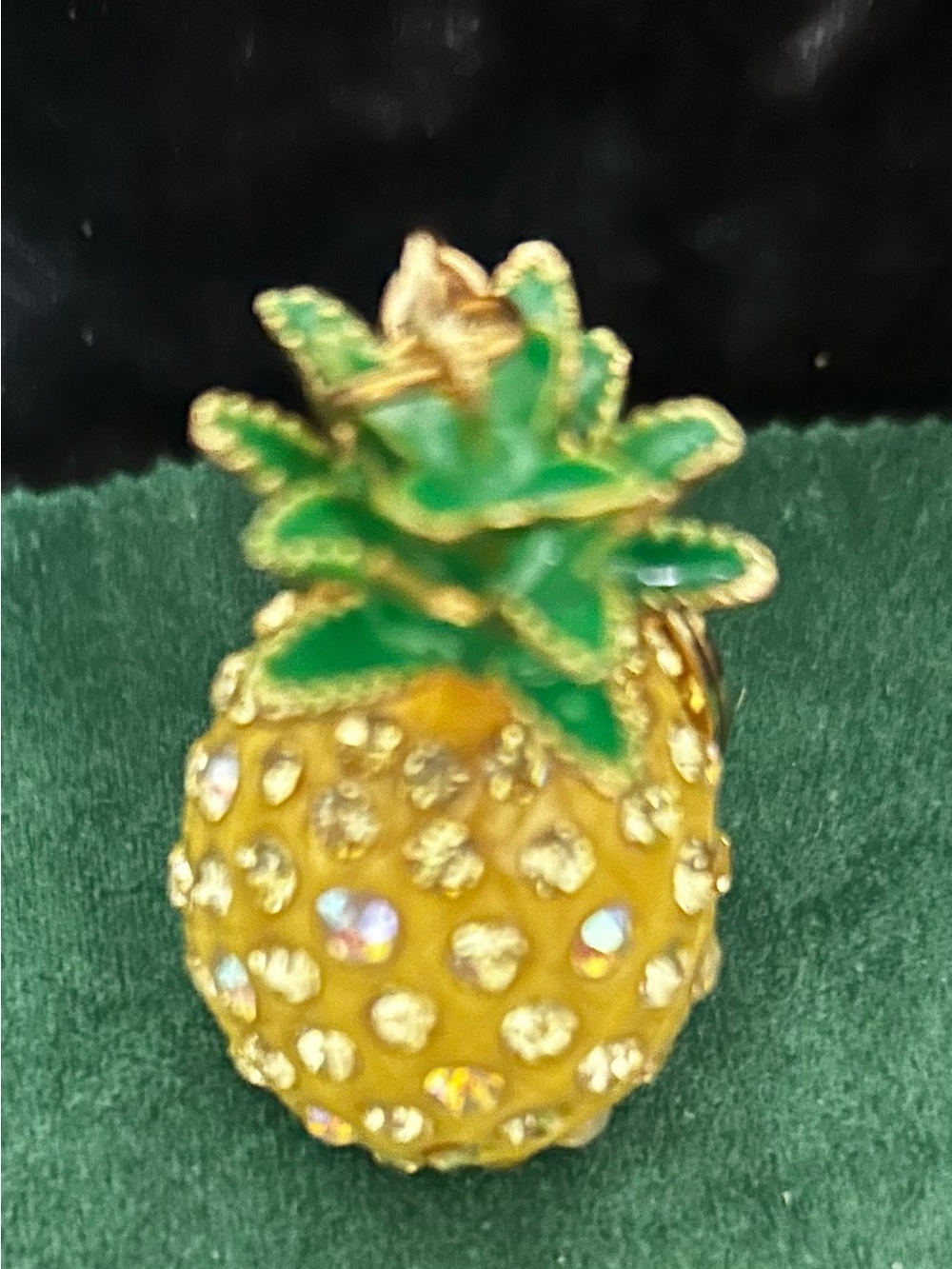 Gold-Tone Pineapple Crystal Keychain Pendant - Green & Yellow - Picture 4 of 6